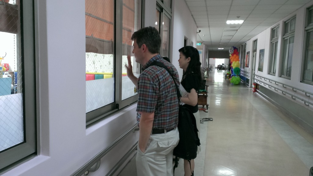 Photo of John McCarthy at Love Home-Maria Social Welfare Foundation in Taichung, Taiwan with Iris Lee, SLP